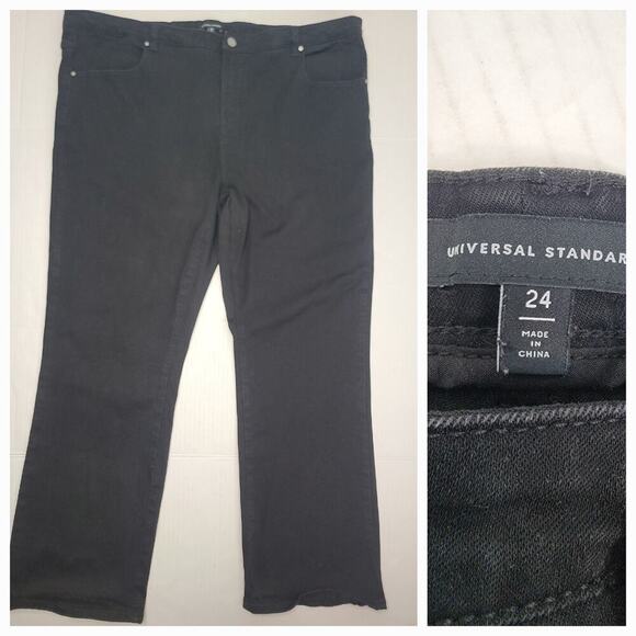 Universal Standard Marne Bootcut Jeans Womens SZ 24 High Rise Stretch Black - Picture 1 of 9